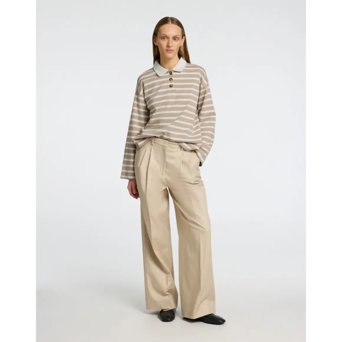 Selected Femme Wada LS Stripe Collar Top